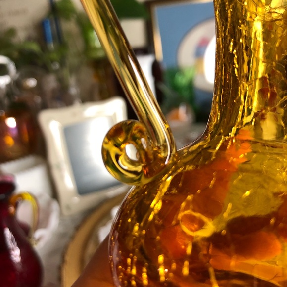 Vintage amber crackle glass - Picture 3 of 6